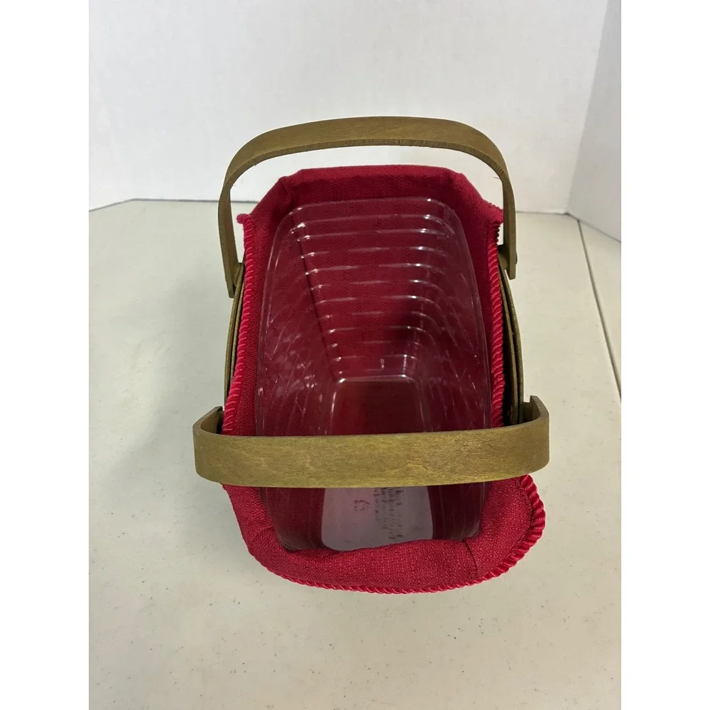 Longaberger 2008 Slanted Basket Green Red Liner Plastic Protector Signed ASM